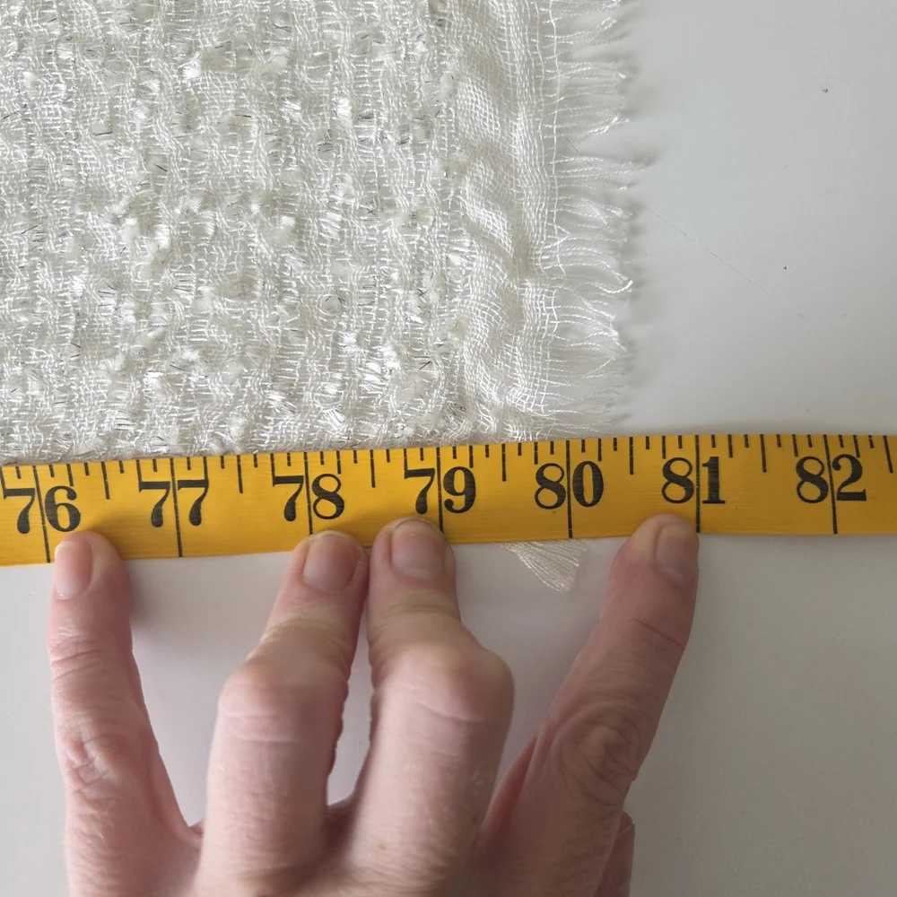 NWT Style & Co Textured Metallic Ivory White Silver Sheer Gauze‎ Scarf 25×80 In